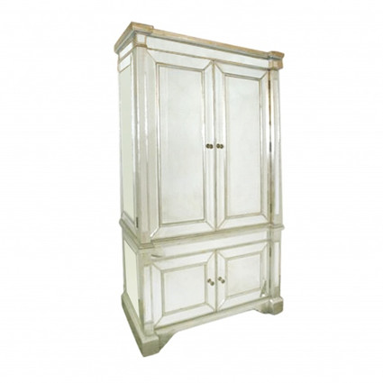 Silver Mirror - 76t X 45w X 23d Armoire or TV Cabinet - Contemporary Modern Style