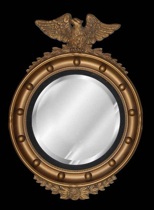 Classic Elements, Federal Regency 25.5"t x 18"w Round Reproduction Beveled Glass Mirror, Custom Finish, 5430