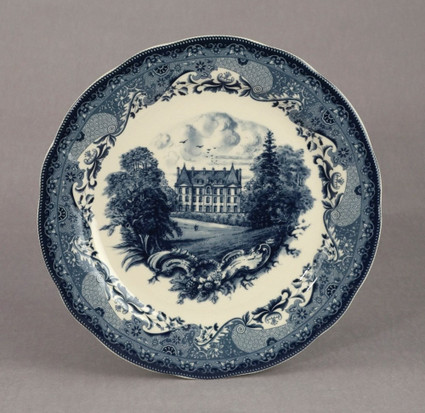 Blue and White Decorative Transferware Porcelain Plate, 10w X 10d X 1t | 7039