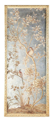 Luxe Life Hand Painted 51 Inch Right Facing Wall Panel Art, Metallic Silver Leaf Nature Design 5367