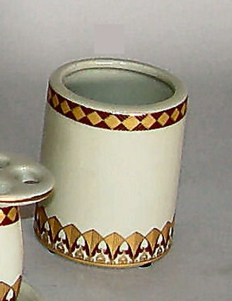 Neo Classical Ivory and Gold, Luxury Handmade Reproduction Chinese Porcelain, 4 Inch Toothbrush Holder | Pen Cup, Style G722