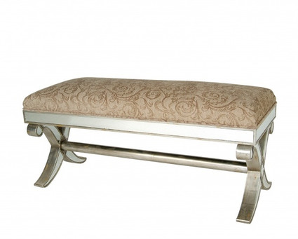 Silver Mirror - 43 Inch Bench - Louis XVI Neo Classical Style