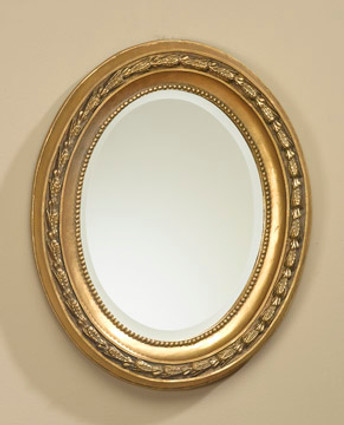 Napoleon Empire 20" Oval Bevel European Style Mirror - Gilt Finish, 5079