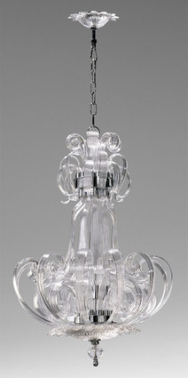 Transparent Ice Scroll Contemporary Glass Chandelier
