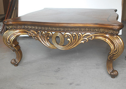 Rotolo Leggero - 44 Inch Cocktail | Coffee Table - Rich Wood Tone and Soft Gold Finish