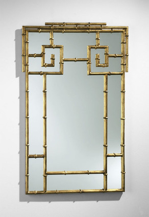 Iron Bamboo Accent Mirror - 38" Rectangular Shape - Antiqued Gold Finish, 4818