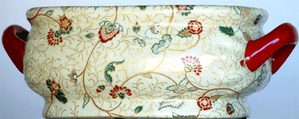 Style 591 - Ivory and Gold Flower Vine - Luxury Handmade Reproduction Chinese Porcelain - 12 Inch Foot Bath | Planter | Centerpiece - Style 591