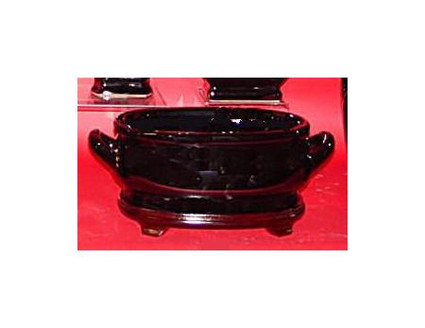 Style 591 - Ebony Black Glaze Decorator Solid - Luxury Handmade Chinese Porcelain - 18 Inch Foot Bath | Planter | Centerpiece Style 591