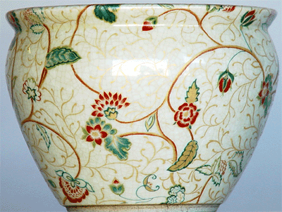 Ivory and Gold Flower Vine - Luxury Handmade Reproduction Chinese Porcelain - 16 Inch Fish Bowl | Fishbowl | Planter | Side Table Base Style 35
