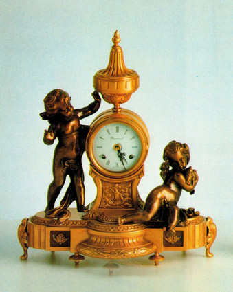 Fancy d'Oro Ormolu - Desk, Gambader Putti Mantel, Table Clock - Frolicking Putti - Choose Your Finish - Handmade Reproduction of a 17th, 18th Century Dore Bronze Antique, 4014