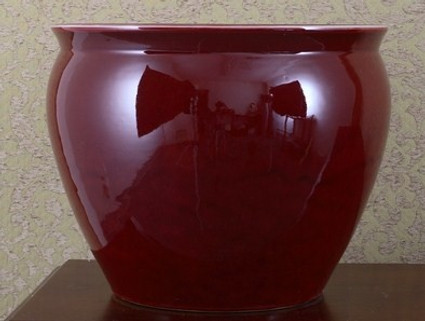 Brownish Oxblood Red Decorator Solid - Luxury Handmade Chinese Porcelain - 08 Inch Fish Bowl | Fishbowl | Planter - Style 35
