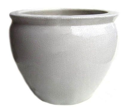 White Ivory Decorator Crackle - Luxury Handmade Chinese Porcelain - 20 Inch Fish Bowl | Fishbowl | Planter | Cocktail Table Base - Style 35 White Ivory Decorator Crackle - Luxury Handmade Chinese Porcelain - 20 Inch Fish Bowl | Fishbowl | Planter | Cocktail Table Base - Style 35