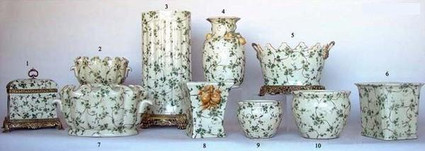 Off White and Green Ivy Vine - Luxury Handcrafted Chinese Porcelain Styles - IA small grouping of LCP Styles - I of III