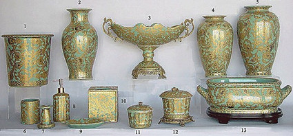 Celadon Green and Gold Arabesque - Luxury Chinese Porcelain Styles - II