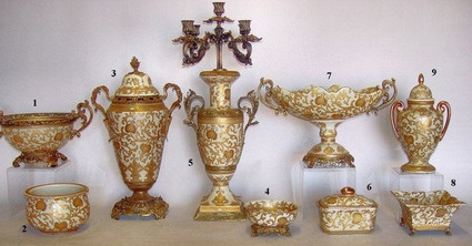 Ivory and Gold Lotus Scroll Arabesque - Customizable Luxury Chinese Porcelain Styles - V A small grouping of LCP Styles - V of many