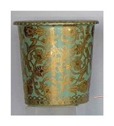 Celadon Green and Gold Arabesque, Luxury Handmade Reproduction Chinese Porcelain, 10 Inch Wastebasket, Style 922