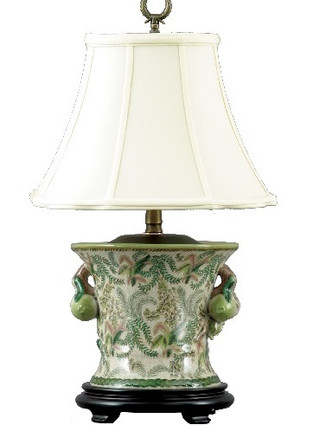 Classic Fern Pattern - Luxury Hand Painted Chinese Porcelain - 16 Inch Tabletop Lamp