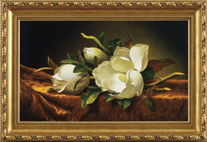 Magnolias on Gold Velvet - Martin Johnson Heade - Framed Canvas Artwork4 sizes available/Click for info 2788 27.5" X 39.5"