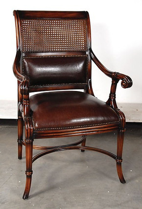 Rattan & Leather - Cane Design Accent Chair