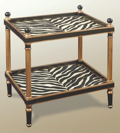 Zebra Stripe Motif - 25 Inch Rectangular Lamp Table