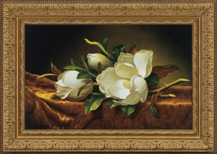 Magnolias on Gold Velvet - Martin Johnson Heade - Framed Canvas Artwork3 sizes available/Click for info