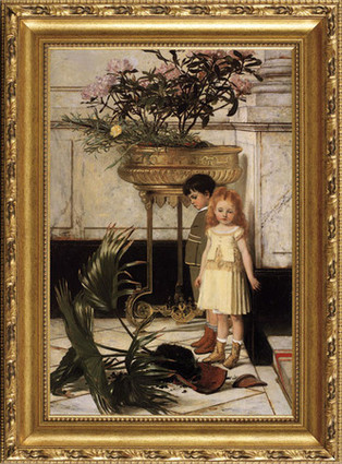 The Broken Flower Pot - Jan Verhas - Framed Canvas Artwork 819CB  26" x 36"