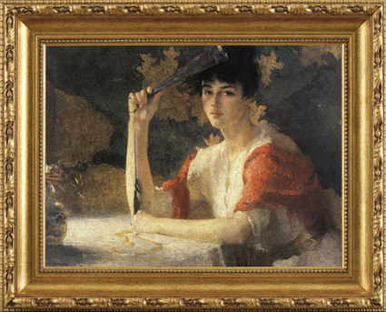 Red and Gold - Frank Weston Benson - Framed Canvas Artwork 8321CB 27.5" x 22.5"