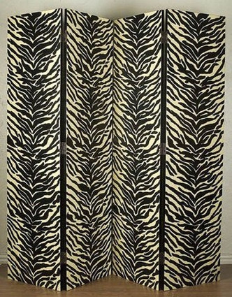 Room Divider Screen - Zebra Stripe Jungle Motif