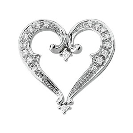 White Diamond & Gold Heart Slide Pendant