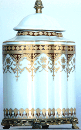 Neo Classical Ivory and Gold - Luxury Handmade Reproduction Chinese Porcelain and Gilt Brass Ormolu - 11 Inch Covered Jar - Style B442