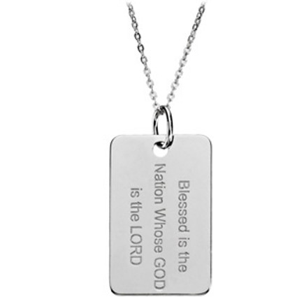 Supreme Sterling Silver 925 | Blessed is the Nation USA Flag Dog Tag, Chain