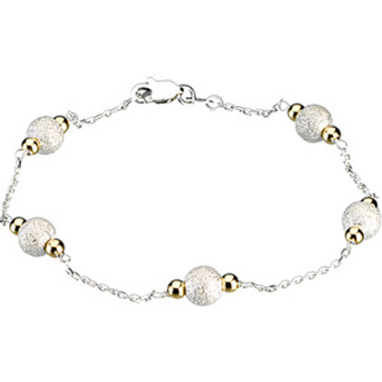 Supreme Sterling Silver 925 | Stardust and Gold Fashion 7.5 inch Beaded Station Bracelet