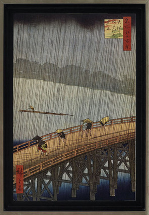 Sudden Showers - Utagawa Hiroshige - Framed Canvas Artwork 0263CB 19.35" x 27.35"