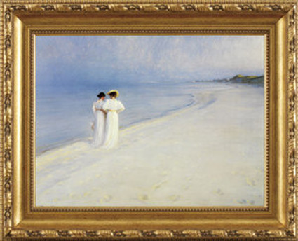 Summer Afternoon on Skagen Beach - Peter Severin Kroyer - Framed Canvas Artwork 930 31.5" x 25.5"