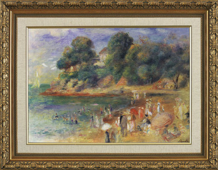 The Beach at Pornic - Pierre Auguste Renoir - Framed Canvas Artwork 3443EB 40.75" x 28.75"