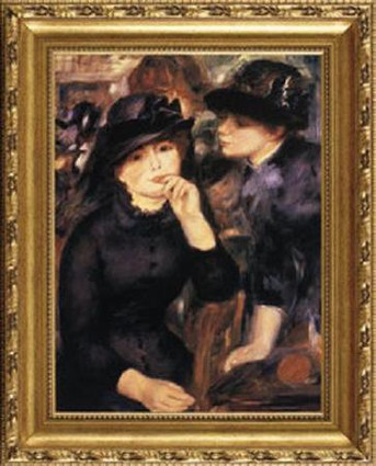 Deux Filles En Noire - Pierre Auguste Renoir - Framed Canvas Artwork 2382CB 25.5" x 31.5"