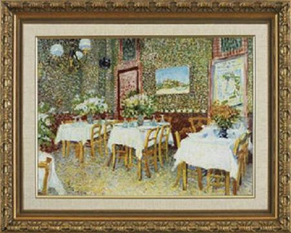 Interior of a Restaurant - Vincent Van Gogh - Framed Canvas Artwork - Larson Juhl Moulding 821 27" x 22"