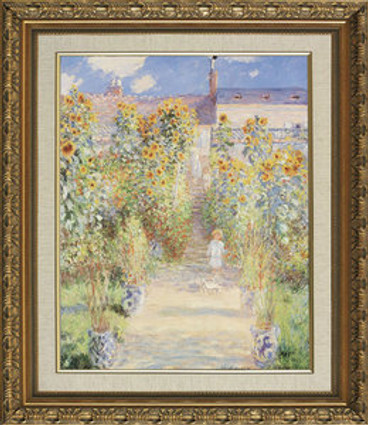 The Artist's Garden at Vetheuil - Claude Monet - Framed Canvas Artwork 967BB 16.75" x 19.75"