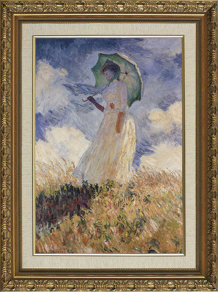 Woman With Umbrella - Facing Left - Claude Monet - Framed Canvas Artwork