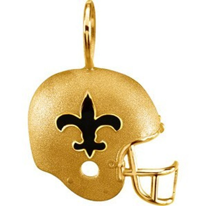 Officially Licensed NFL New Orleans Saints Helmet Pendant 14K Gold & Black Enamel