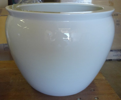 White Decorator Solid - Luxury Handmade Chinese Porcelain - 20 Inch Fish Bowl | Fishbowl | Planter | Cocktail Table Base - Style 35