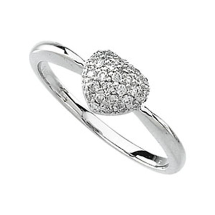 Young Ladies White Pave' Diamond & Gold Heart Shape Ring