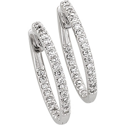 Hinged Hoop Earrings - .50 Carats Round White Diamonds and 14K White Gold Settings 5 sizes available|Click for info