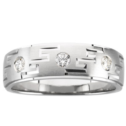 Mens Diamond Band Ring 14K Gold 66332 .TS. 14K white