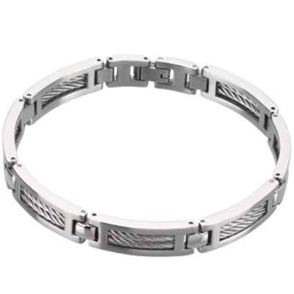 Steelworks | Young Men's Stainless Steel Cable Design | 8.50 Inch Link Bracelet