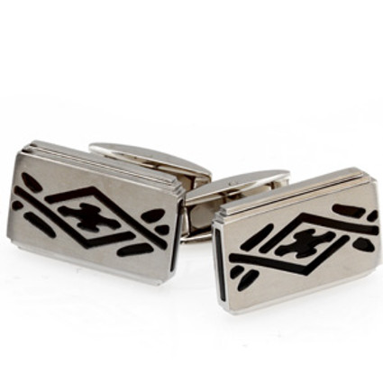 Steelworks | Young Mens Stainless Steel and Black Ion | Pair of Cuff Links