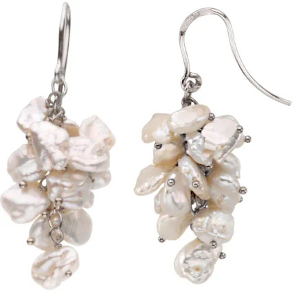 #2021: Keshi Freshwater Pearls Cluster Dangle Chandelier Earrings, 5704 #2021: Keshi Freshwater Pearls Cluster Dangle Chandelier Earrings, 5704