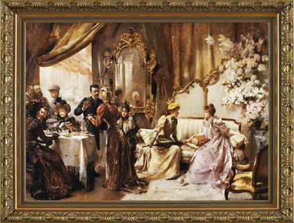 Tea at the Hotel Deville - Madeleine Lemaire - Framed Canvas Artwork3 sizes available/Click for info