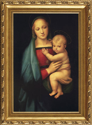 Madonna Del Granduca - Rafaello Sanzio - Framed Canvas Artwork 402 21" x 18"