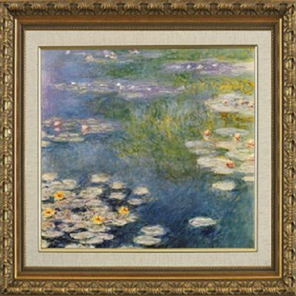 Water Lilies at Giverny - Claude Monet - Framed Canvas Artwork 0110-8262CB 26" x 26"